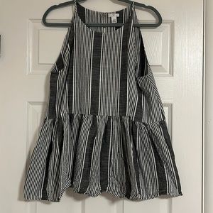 Striped Peplum Style Tank Top Blouse Tunic